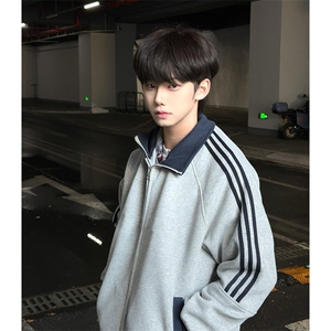 抖音得物高品质 美式高街重磅结构设计拼接织带立领卫衣外套 CM42图片