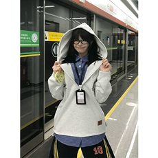 网图有货美式复古大V领刺绣假两件连帽卫衣男女宽松上衣A861-P58，男装卫衣，星座1505