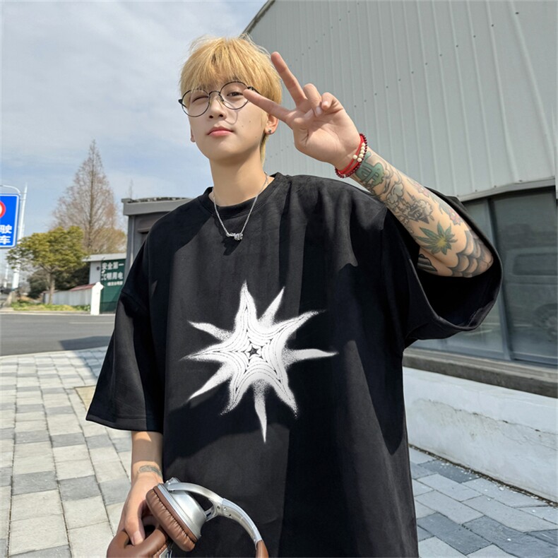 2024夏季新款麂皮绒圆领短袖T恤RT439-特P19控38,男装T恤,电商B370