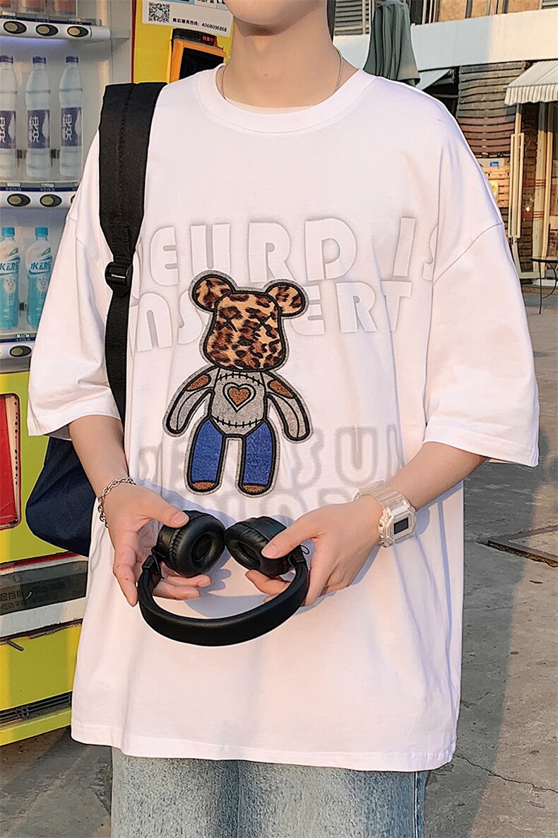 得物抖音40支双纱高品质休闲半袖纯棉印花短袖T恤男女T7226-P40,男装T恤,电商A441-1