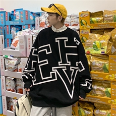 秋季大码卫衣ins港风宽松连帽百搭印花外套X5578-模特图-P55-限78，女装短外套，电商A061-1