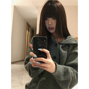 重磅秋冬装北极绒开衫毛衣美式复古休闲慵懒风针织衫加厚连帽外套图片