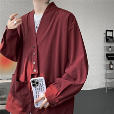 现货CS1161-p55新款高品质小众叠穿开衫大码衬衫上衣外套，男装衬衫，电商A059