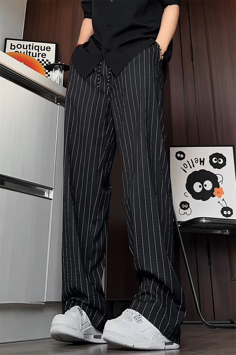 K2620/P35春装新款现货条纹休闲裤男直筒裤宽松大码潮长裤子,男装休闲裤,电商A141