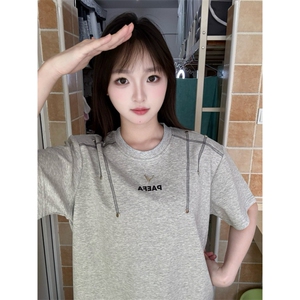 H0923-P35推荐#原版做法+打网钉铁扣宽松休闲短袖T恤图片