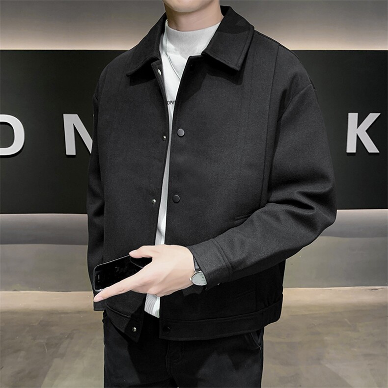 店主风高端呢子明线宽松韩版外套大衣夹克男A236-JK8009-P130，男装夹克，电商A236