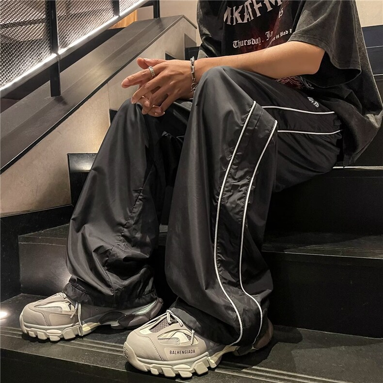 工装裤男春秋美式复古抽绳宽松大口袋休闲束脚运动裤GK236-P35,男装休闲裤,星座1109-3