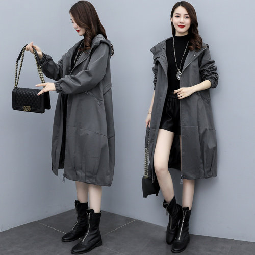 风衣外套女中长款秋冬季新款韩版宽松大码显瘦休闲胖MM派克服大衣,女装风衣,香香
