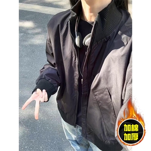 现货冬季美拉德立领飞行夹克廓形高街棒球服加棉加厚棉衣外套图片