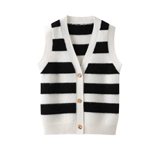 新款百搭V字领条纹开衫马甲，童装儿童羊毛衫，鑫贝羊绒
