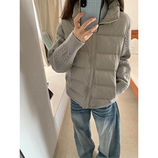 1506A/G78200/P89新款复古温柔风灰色拼接针织设计棉服，男装棉衣，星座1506A