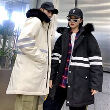 2020电商B247冬季新款港风羽绒服情侣款加厚带毛领男女款919，男装羽绒服，电商B247