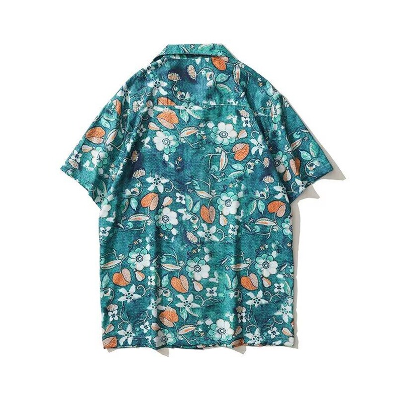夏威夷风衬衫夏季薄款泰度假海边冰丝短袖花衬衫情侣碎花上衣男,男装衬衫,星座506