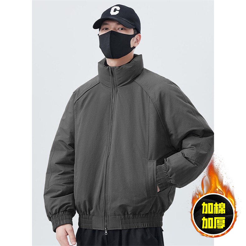 现货美式高街休闲棉衣夹克三防立领纯色户外工装加厚棉服外套,男装夹克,电商A486