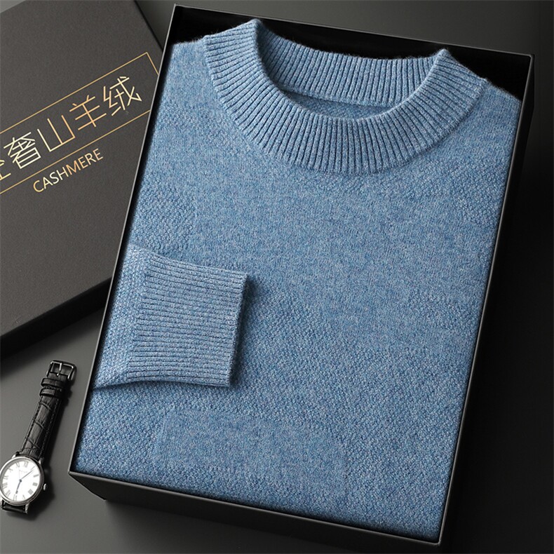2025年秋季新款百搭男士17款桂花针加密半高领,男装羊绒套衫,九爵羊绒