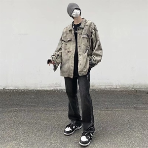 vibe美式牛仔外套男秋冬水洗扎染破坏牛仔衣设计外套  JK824 P68图片