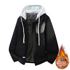 2025秋冬水洗牛仔加绒加厚夹潮流宽松外套帽子可脱卸-加绒537-P85，女装短外套，星座1105