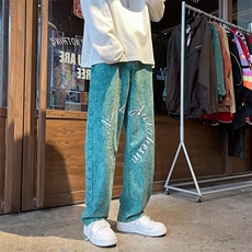 218-1-P45-NK8014新款时尚休闲字母刺绣宽松牛仔裤，男装牛仔裤，四季星座218-1