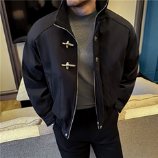 时尚飞机扣装饰立领内里加毛绒羽绒服男面包服灰色YR25137-P308，男装羽绒服，电商A213