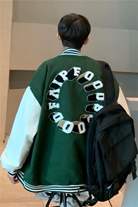 A棒球服外套男潮牌ins嘻哈春秋新款高街宽松拼接夹克  W2284-P58图片