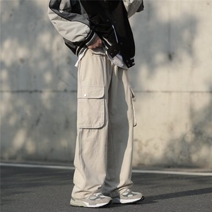 工装裤男秋季新款潮牌宽松阔腿休闲裤高街口袋直筒裤子K4518-P46图片