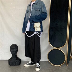 703-J 秋季港风男士牛仔渐变印花夹克外套图片