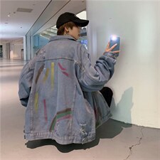 痞帅炸街牛仔外套男秋季宽松破洞夹克ins港风休闲上衣JK3001-P65,男装夹克,星座1008-1