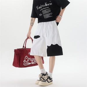 8XL-M 特大码短裤男夏季新款大码vibe破洞拼接高街短裤DK1518P50图片