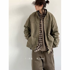 美式复古水洗帆布纯棉工装夹克宽松休闲潮流百搭拉链外套，男装夹克，星座410-6（原星座1304-1）