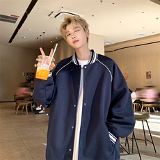 高品质夹克男!400克重磅美式开衫卫衣休闲百搭棒球服BQ55099特p65，男装夹克，星座610B-1