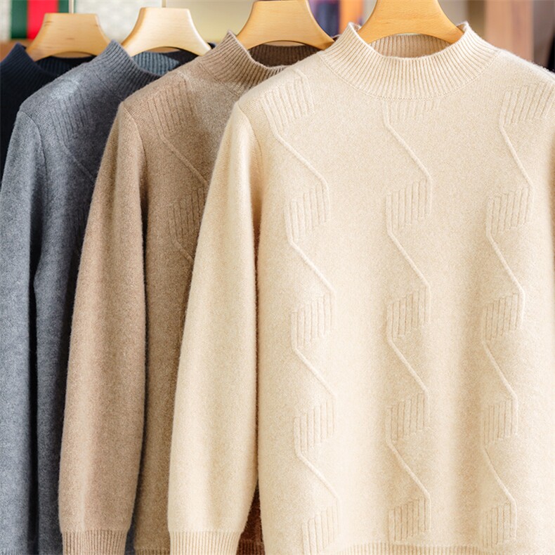 时尚男士秋季条纹纯色长袖针织衫高品质羊毛材质舒适保暖，男装羊毛衫，宋氏羊绒