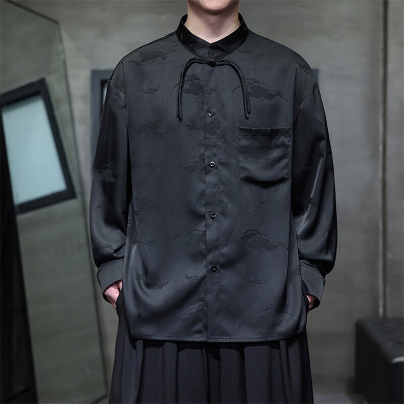 大货已入仓新中式男士大码立领盘扣长袖衬衫CS02-P75控98,男装衬衫,电商A021