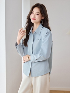 时尚休闲翻领衬衫外套女2025秋季新款百搭宽松长袖衬衣式开衫上衣图片