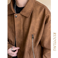 现货-春秋美式复古皮衣男潮牌街头时尚外套皮夹克-AP23064-P105，男装夹克，电商A351