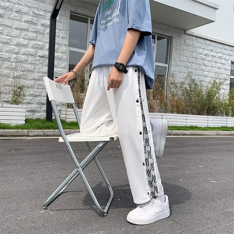 2024年hiphop黑暗系拼接排扣裤宽松抽绳束脚休闲裤CK744-P35,男装休闲裤,星座313A-2