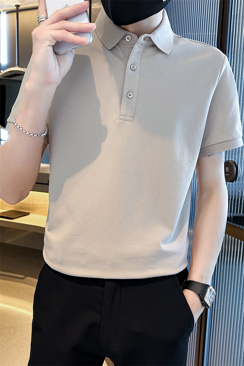 常年款品牌质量纯色光版翻领短袖polo衫男夏季t恤修身T0257-特P40,男装T恤,电商D342