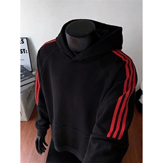 春装新款高品质男女美式高街结构全棉纯色宽松织带连帽卫衣CM23，男装卫衣，电商A486