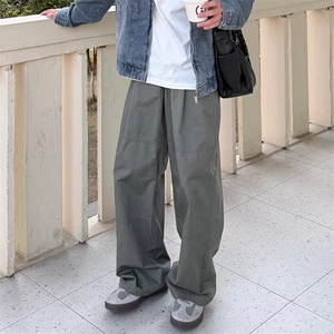 ins原宿潮流简约日系文艺百搭慵懒气质高质量提花休闲裤流行新款图片