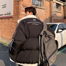 EQ350潮牌织带棉服外套男冬季加厚拼接撞色棉衣2024新款棉袄，男装棉衣，电商C306-1
