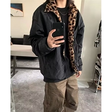 标准日系豹纹仿貂绒情侣外套棉衣夹克加厚青少年慵懒立领JY6612，男装夹克，星座1116A（原606A-3）