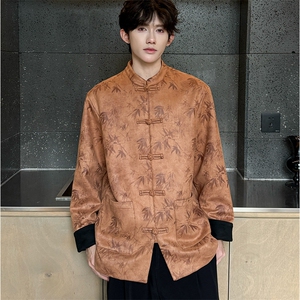 男士中式秋冬夹克立领盘扣外套麂皮绒夹克新款JK1818-P110控158图片