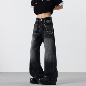 水洗渐变猫须牛仔裤阔腿裤美式复古微喇直筒221-5/K1977/P53，男装牛仔裤，星座221-5