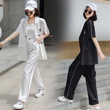 2021年夏季宽松休闲气质简约时尚潮流西装两件套装，女装套装/套裙，瑶迪依秀