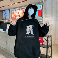 已注册港风抖音直播得物品质宽松麂皮绒连帽卫衣W6001P48，男装卫衣，电商C408-1(原B339-1)