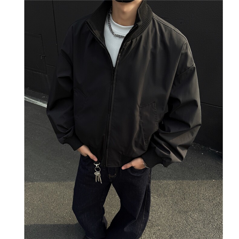 美式飞行夹克男春秋季廓形工装外套教练立领棒球服LW10433-P49图片