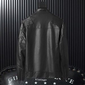 2023秋冬社会小伙PU皮衣男生机车皮夹克帅气休闲外套 LE6605-P105图片