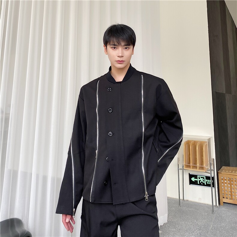 网红高级感重工艺拉链外套男个性潮牌秋装炸街A345-229-P145,女装短外套,电商A345