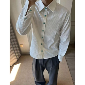 春秋长袖男衬衫休闲百搭男衬衫男士商务修身款男衬衫白色 CA51图片