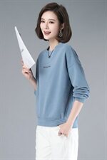 卫衣女2023春秋新款韩版宽松妈妈百搭洋气上衣字母刺绣长袖打底衫，女装卫衣/绒衫，伊满意