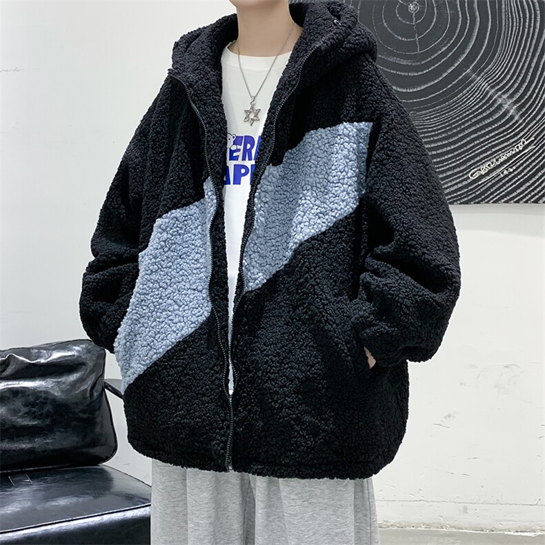 冬款男装宽松休闲羊羔毛中性情侣棉衣外套港风棉袄DM71-P95图片
